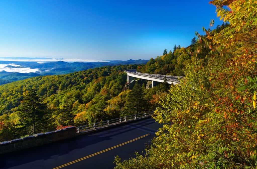 Linn Cove Viaduct along the Blueridge Parkway Waterfalls route