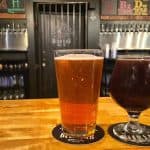 Beer Lab by Ghostface Brewing at the bar with 2 beers