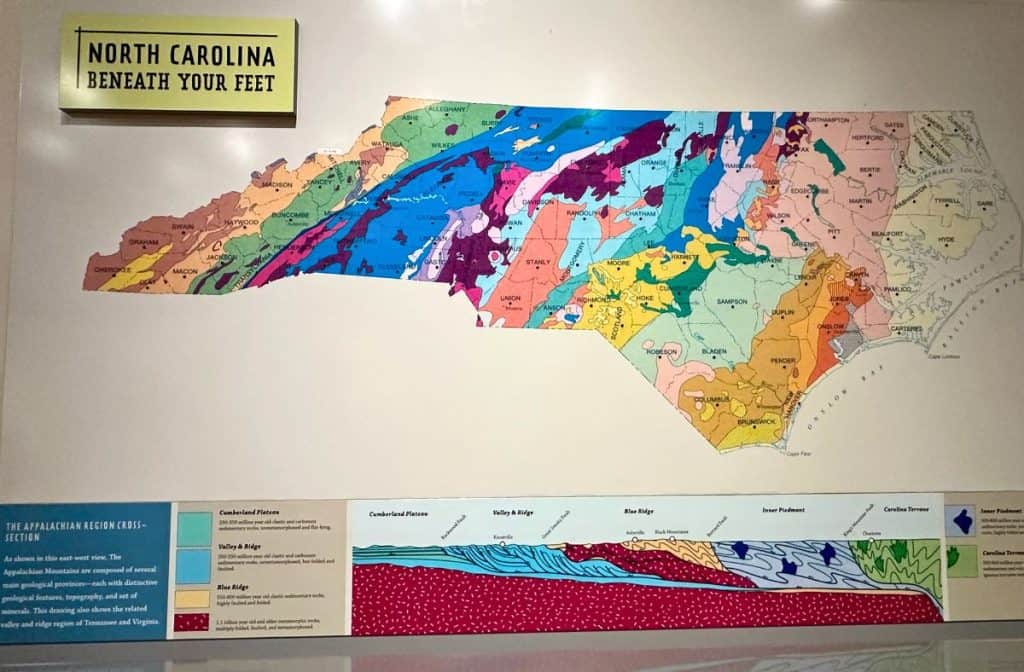 Inside Museum of NC Minerals Sign of NC state