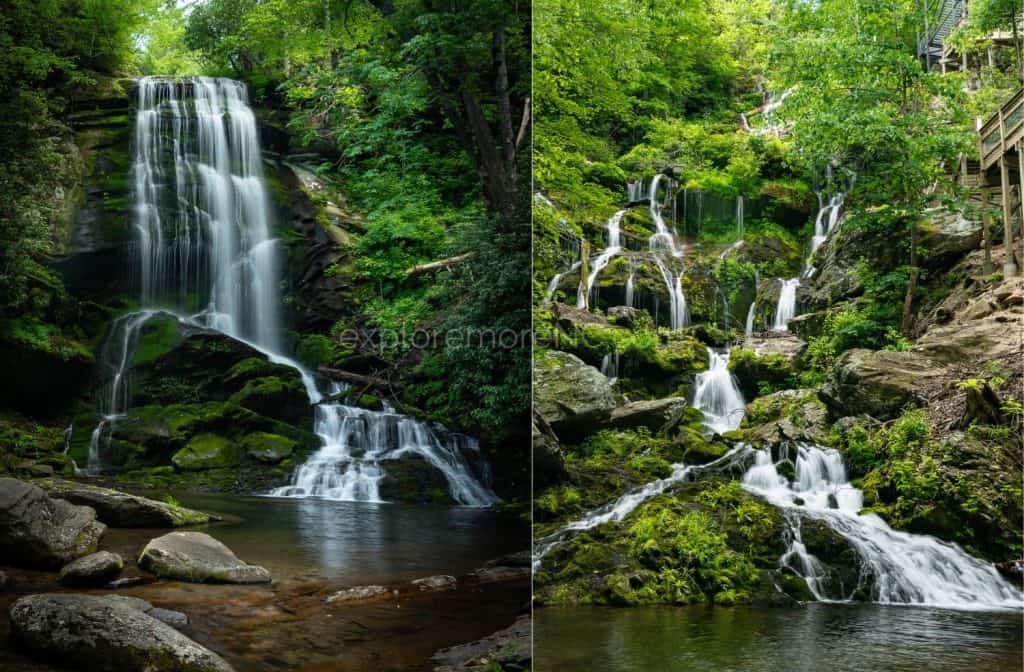 Catawba Falls, on the left is the upper falls and on the right is the lower falls