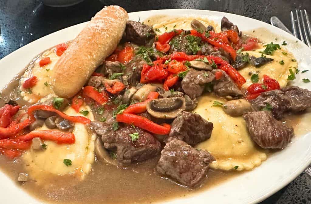 Mi Amiche Steak Marsala with Ravioli