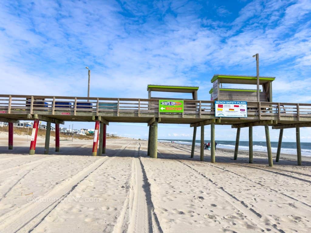 Bogue Inlet Fishing Pier in Emerald Isle from the beach