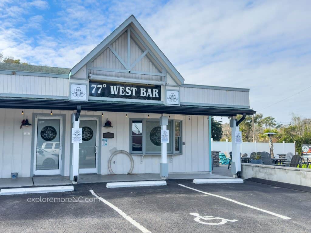 77° West front entrance with some outside seating off to the right