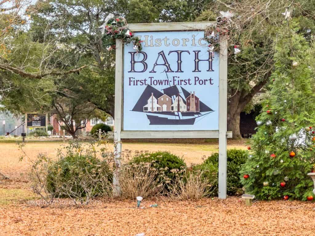 Historic Bath Welcome Sign to the town.