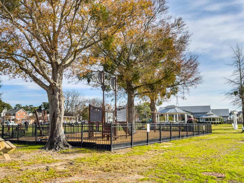 Fenced in playground in festival park