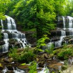 two side by side images of Pearson's falls | Waterfalls near Saluda NC
