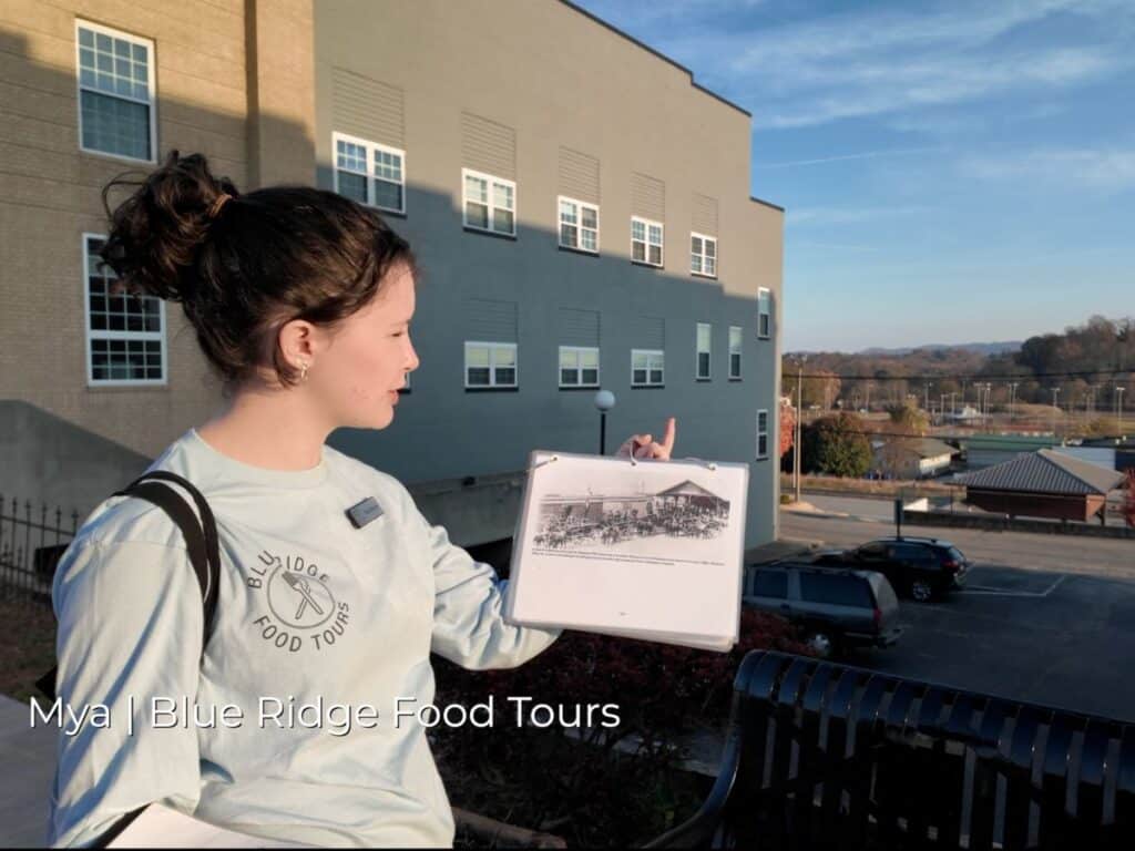 Mya our food tour guide with Blue Ridge Food Tour in Downtown North Wilkesboro